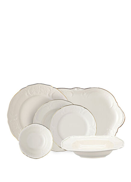 Sanssouci Elfenbein Gold Porcelain 12 Persons 51 Piece Dinnerware Set