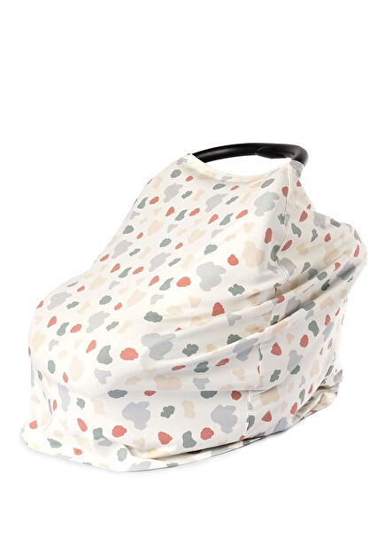 Animal Desenli Organik Pamuk Çantalı Emzirme ve Puset Örtüsü