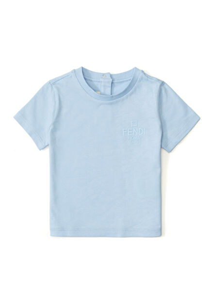 Light Blue Logo Embroidered Unisex Baby T-Shirt