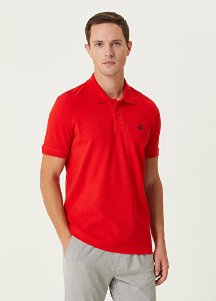 Comfort Fit Red Polo Neck T-Shirt