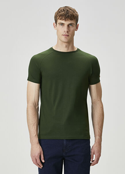 Yeşil Reglan Kollu Logolu T-shirt