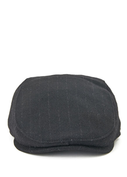 Black Faint Striped Men's Wool Hat