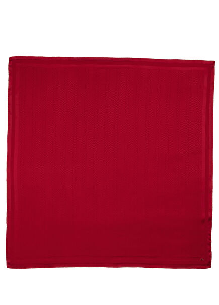 Red Herringbone Print Silk Scarf