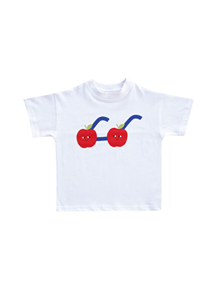 Apple Of My Eye White Red Printed Short Sleeve Unisex Kids T-Shirt