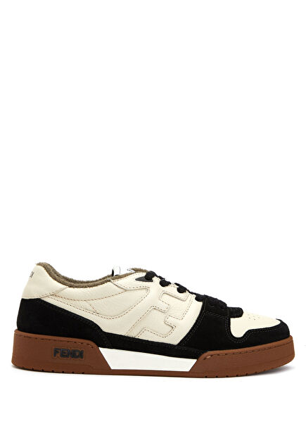 Beyaz Siyah Logolu Erkek Deri Sneaker