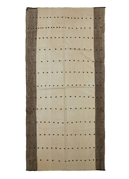 Anatolian Beige Brown Wool Loom Kilim
