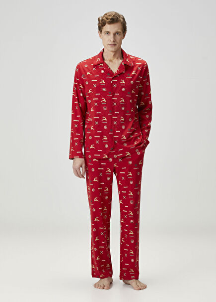 Kırmızı Jersey Pijama Seti
