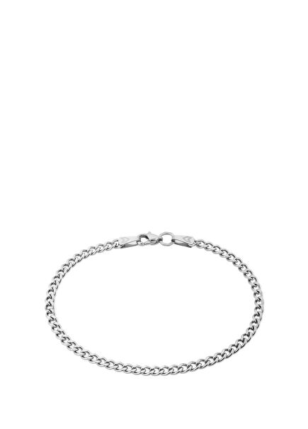 Curb Silver Plated Steel Men's Bracelet