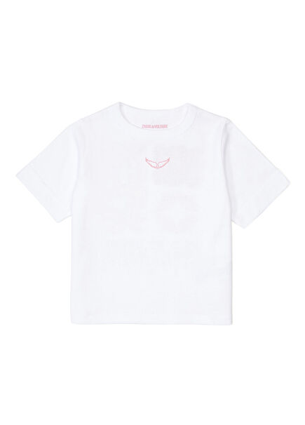 White Graphic Print Girls' T-shirt
