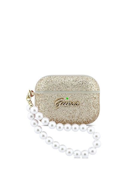 AirPods Pro 3 Uyumlu Gold Glitter İnci Askılı Kulaklık Kılıfı
