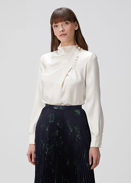 Marcelina Bone Silk Shirt