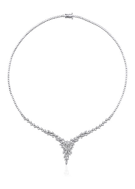 14K Gold Women's Necklace with Amour Diamonds