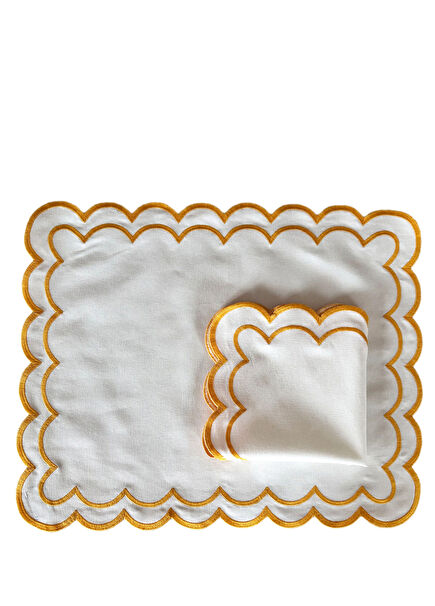 Florence White Yellow American Service And Napkin