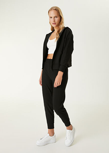 Black Ottoman Textured Sweatpants