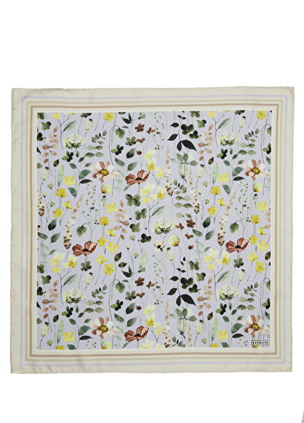 Purple Flower Pattern Women's Silk Scarf
