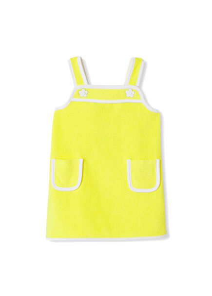 Yellow Terry Fabric Strappy Baby Girl Dress