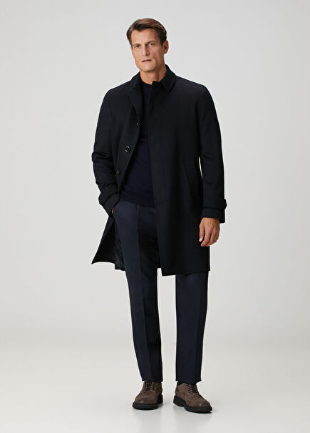 Navy Blue Cashmere Coat