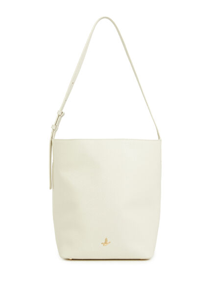 Flotter Ekru Kadın Deri Omuz Çantası