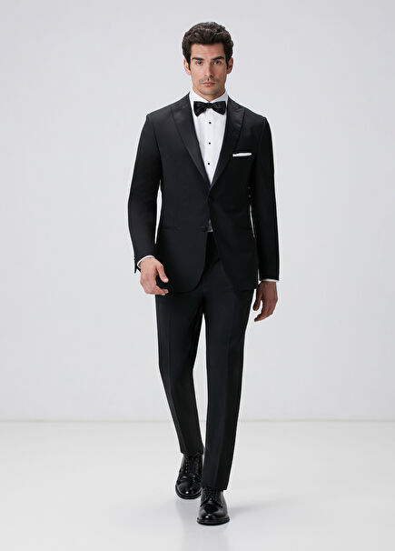 Black Wool Blend Tuxedo Suit