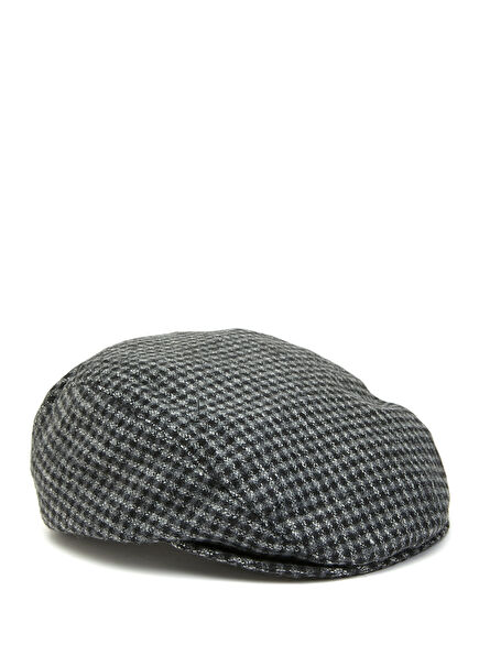 Black White Square Patterned Men's Beret Hat