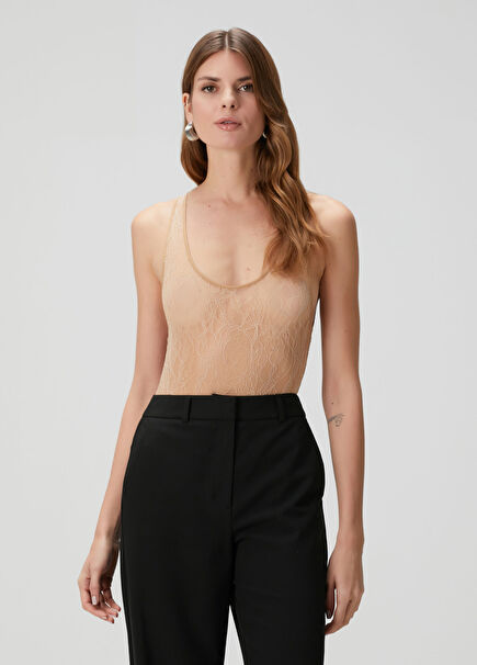 Beige Lace Bodysuit