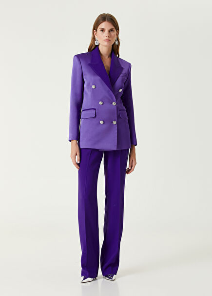 Purple Crepe Wide-Leg Women's Trousers