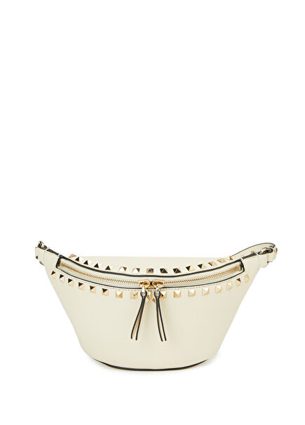 Rockstud Ecru Women's Leather Waist Bag