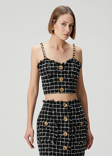 Black White Tweed Bustier