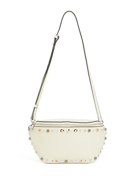 Ecru Stud Women's Leather Waist Bag