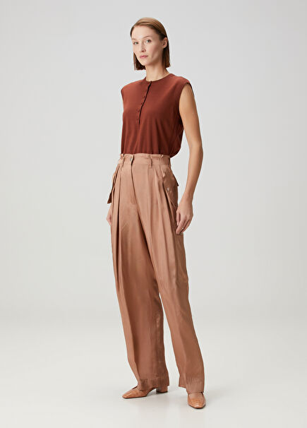 Salmon Pleated Pants