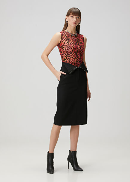 Black Midi Wool Skirt