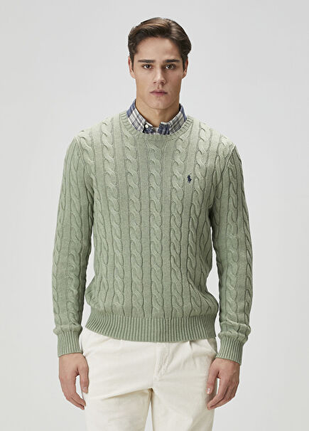 Yeşil Örgü Dokulu Kazak