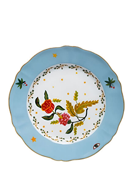 Profumo Light Blue Patterned Porcelain Dinner Plate 26.5 cm