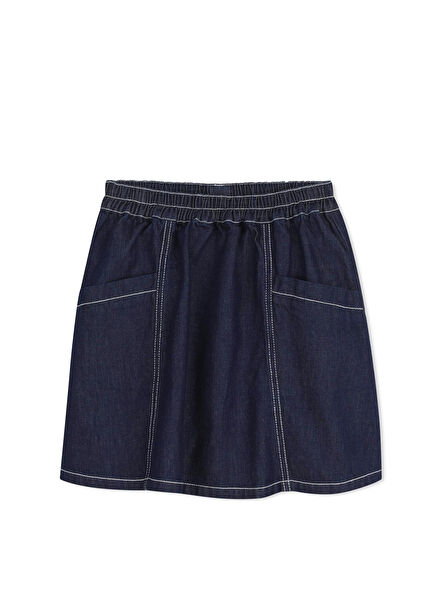 Navy Blue Girls Denim Skirt