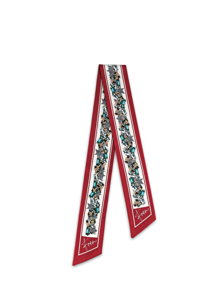 Baguette Flame Star Print Crepe Satin Women's Scarf