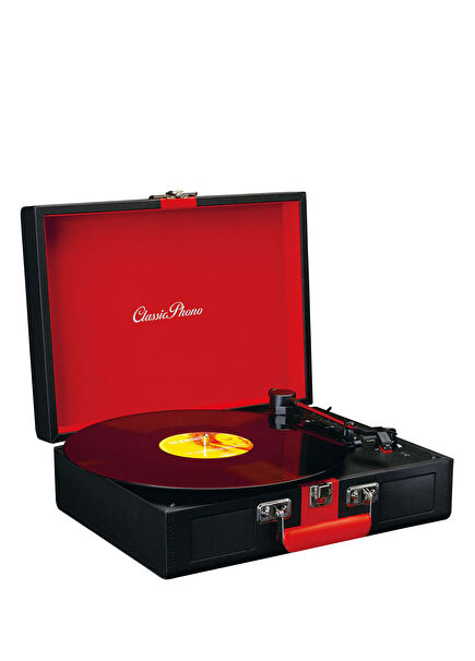 TT-110BKRD Black Red Bluetooth Case Turntable with Built-in Speaker