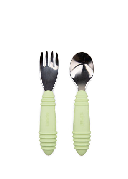 Yeşil Paslanmaz Çelik Çocuk Çatal Kaşık Seti