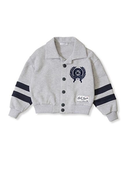 Gri Logo Baskılı Erkek Çocuk Sweatshirt