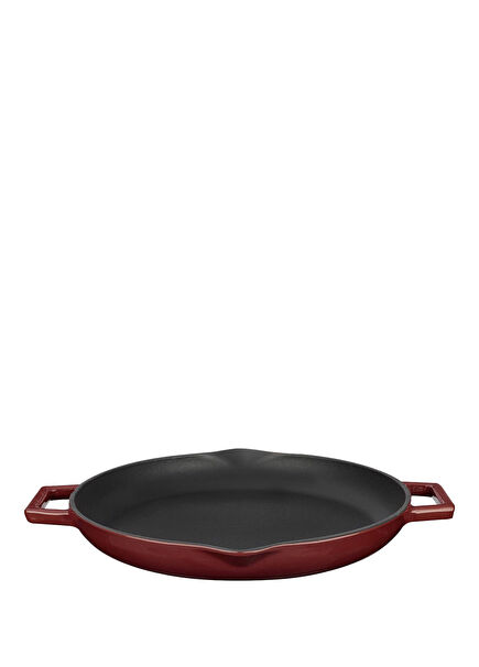 Burgundy Cast Iron Monolithic Double Handle Round Frying Pan 30 cm