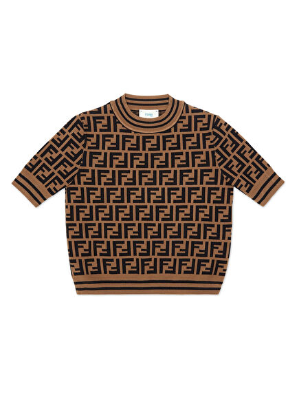 Brown Logo Patterned Baby Boy T-Shirt