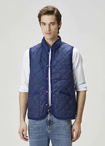 Navy Blue Quilted Vest
