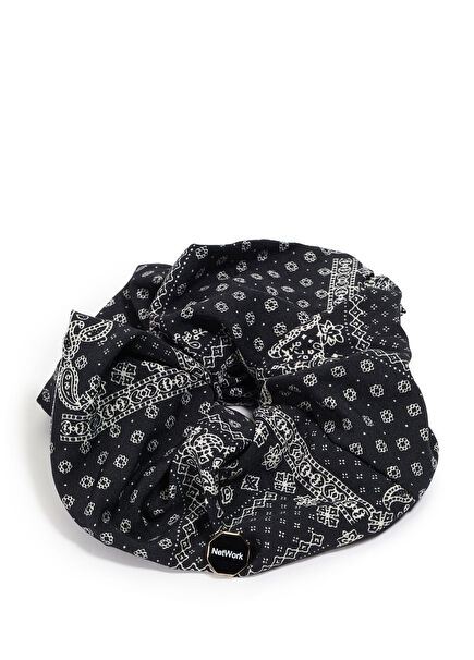 Siyah Şal Desenli Kadın Lastikli Toka