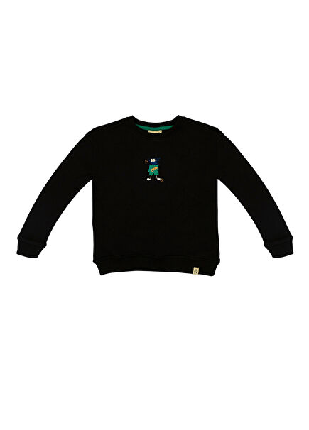 Be The Coolest Nakışlı Siyah Uzun Kollu Erkek Çocuk Sweatshirt