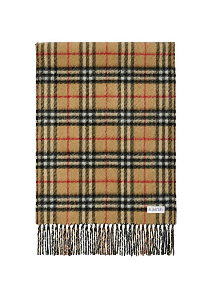 Reversible Check Kaşmir Bej Kadın Atkı