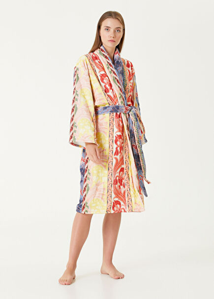 Çok Renkli Şal Desenli Bornoz