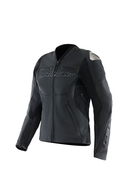 Racing 5 Black Black Leather Women's Motorcycle Jacket