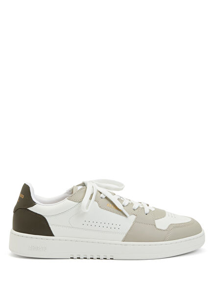 Coffee White Mens Leather Sneakers