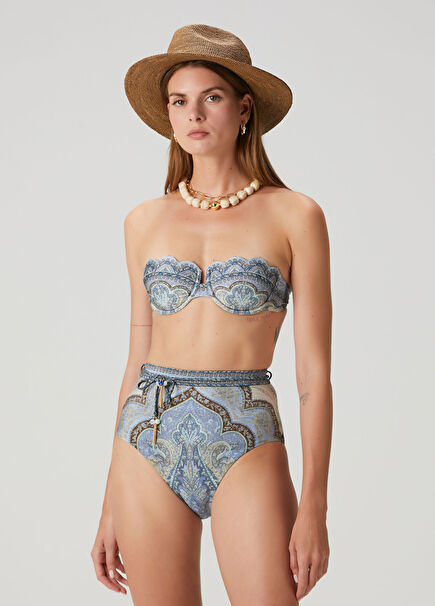 Çok Renkli Desenli Bikini Üstü