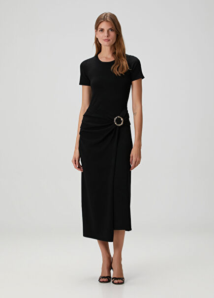 Soren Siyah Midi Elbise