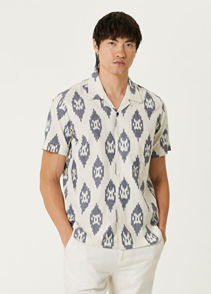 Lamar Navy Blue White Short Sleeve Shirt
